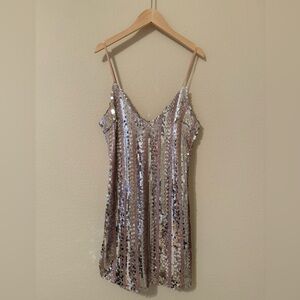 Forever 21 Pink and Silver Sequin Mini Party Dress, Size Small
